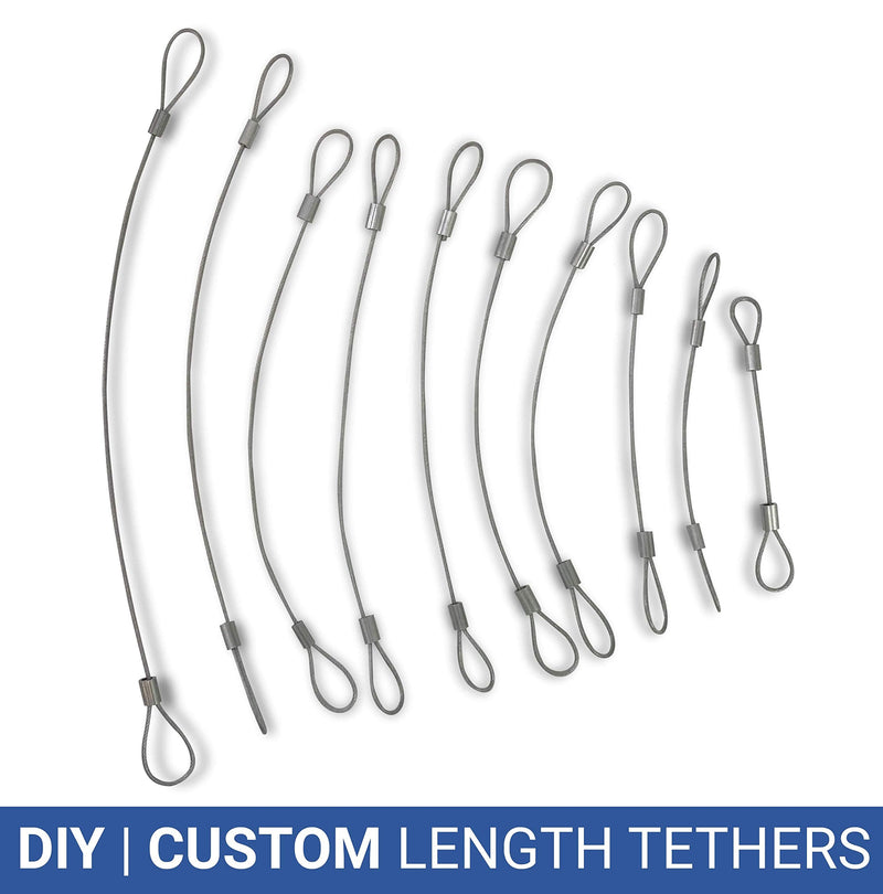 Universal CableTether - Heavy Duty Custom Length Cable Tethers (10 Pack) - Do-It-Yourself, Adjustable, Tamper-Resistant - Secure Conference Room Computer Display Adapters and Mac Adapters