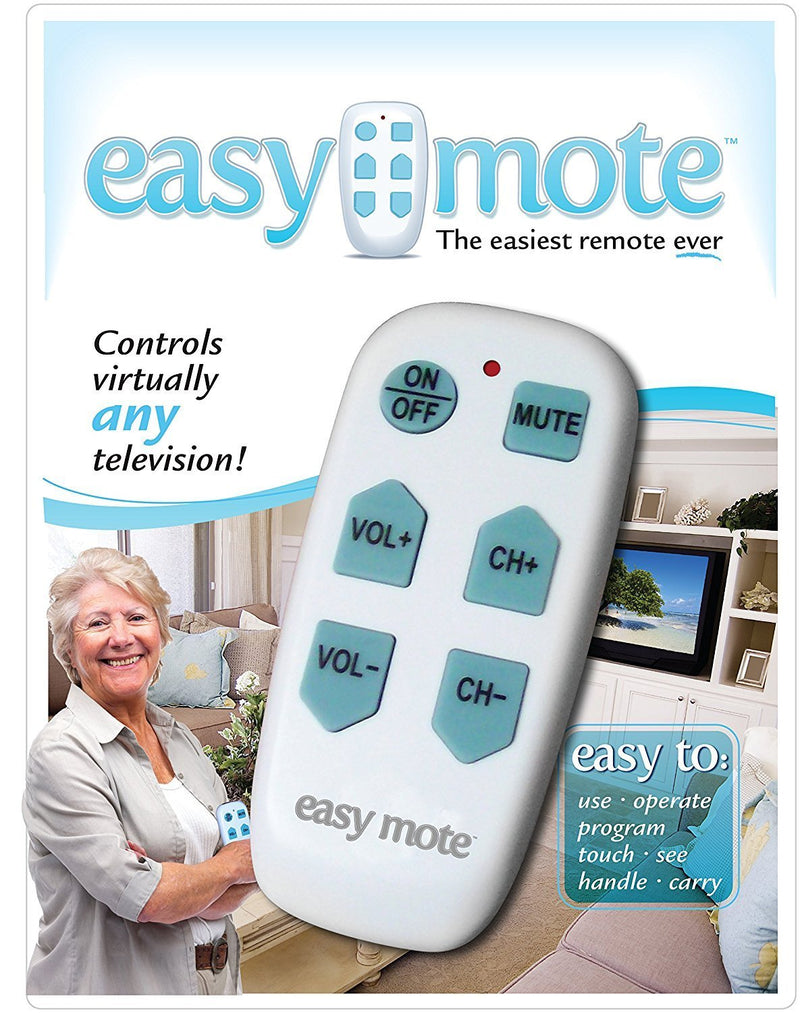 Universal Big Button TV Remote - EasyMote | Backlit, Easy Use, Smart, Learning Television & Cable Box Controller, Perfect for Assisted Living Elderly Care. Black TV Remote Control