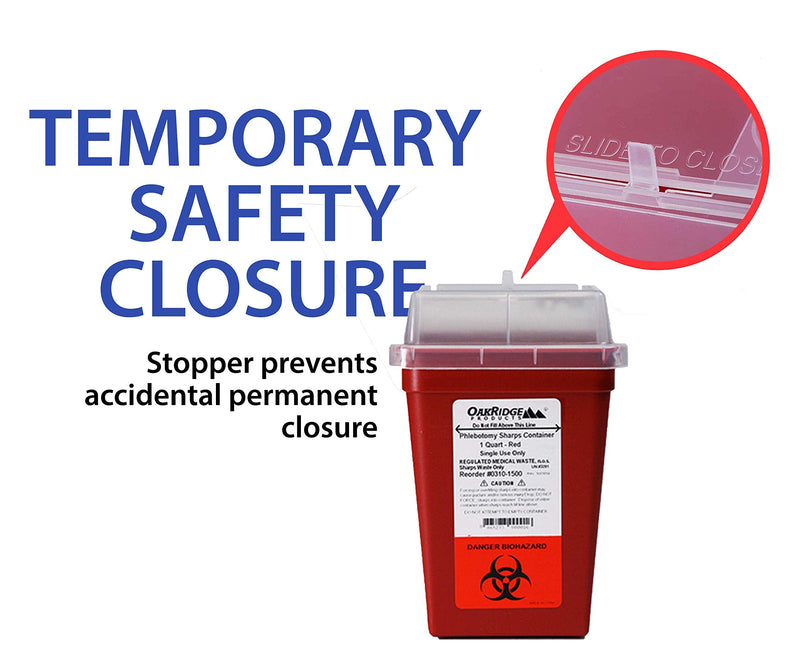 OakRidge Products 1 Quart Size Sharps and Biohazard Disposal Container,