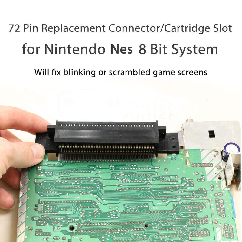 SUNJOYCO 72 Pin Replacement Connector Cartridge Slot and 3.8mm Screwdriver Bit Open Tool for Nintendo NES 8 Bit System - Repair Part 72 Pin Connector+3.8mm Screwdriver