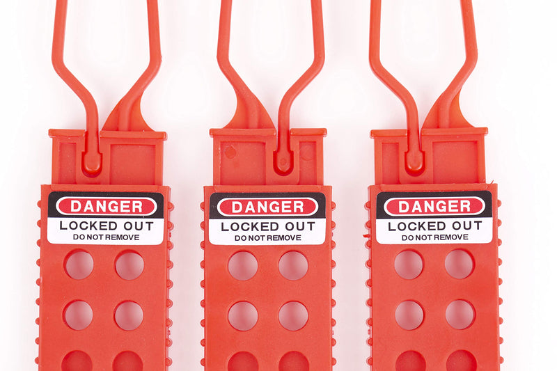 TRADESAFE Lock Out Tag Out Lock Hasp. 3 Pack Red Lockout Tagout Hasp. Non Conductive Plastic Nylon Padlock Hasp for Lock Out Devices. Loto Hasp for Lockout Safety Supply, Kits, and Stations