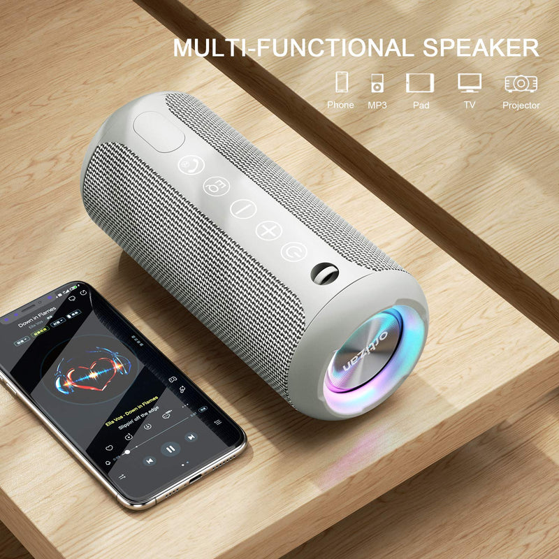Ortizan Portable Bluetooth Speaker, IPX7 Waterproof Wireless Speaker with 24W Loud Stereo Sound, Outdoor Speakers with Bluetooth 5.0, 30H Playtime,66ft Bluetooth Range,TWS Pairing for Home Gray