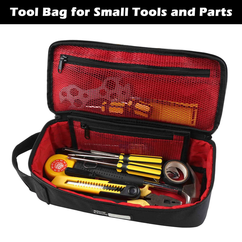 Rough Enough Small Tool Bag Portable Tool Box EDC Pouch Organizer with Handle, 12 Inch, Black, Cordura, Padded Water Resistant Base