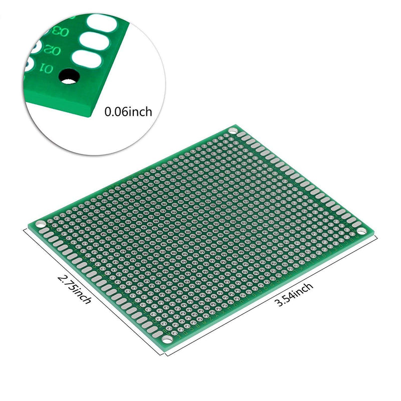 LampVPath (Pack of 2) PCB Prototype Board, Double Sided PCB Proto Board for DIY Solder Breadboard, 7cm X 9cm(2.756" X 3.543") Universal Printed Circuit Board 7x9-2PC