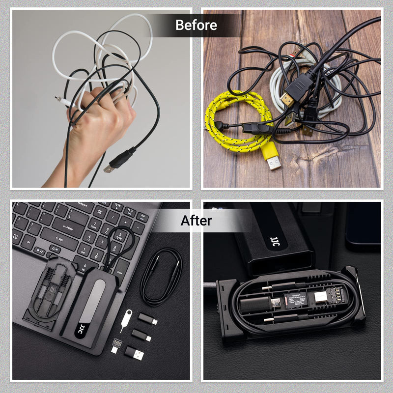 5 in 1 Data Cable Adapter Travel Kit,Data Transfer Cable Storage with Micro USB Type-A OTG Adapter,1.8ft Data Charger USB C Cable,Multi Charging Cable Adapter Set,Hold 2 Micro SD 2 Nano SIM Card Data Cable with Case