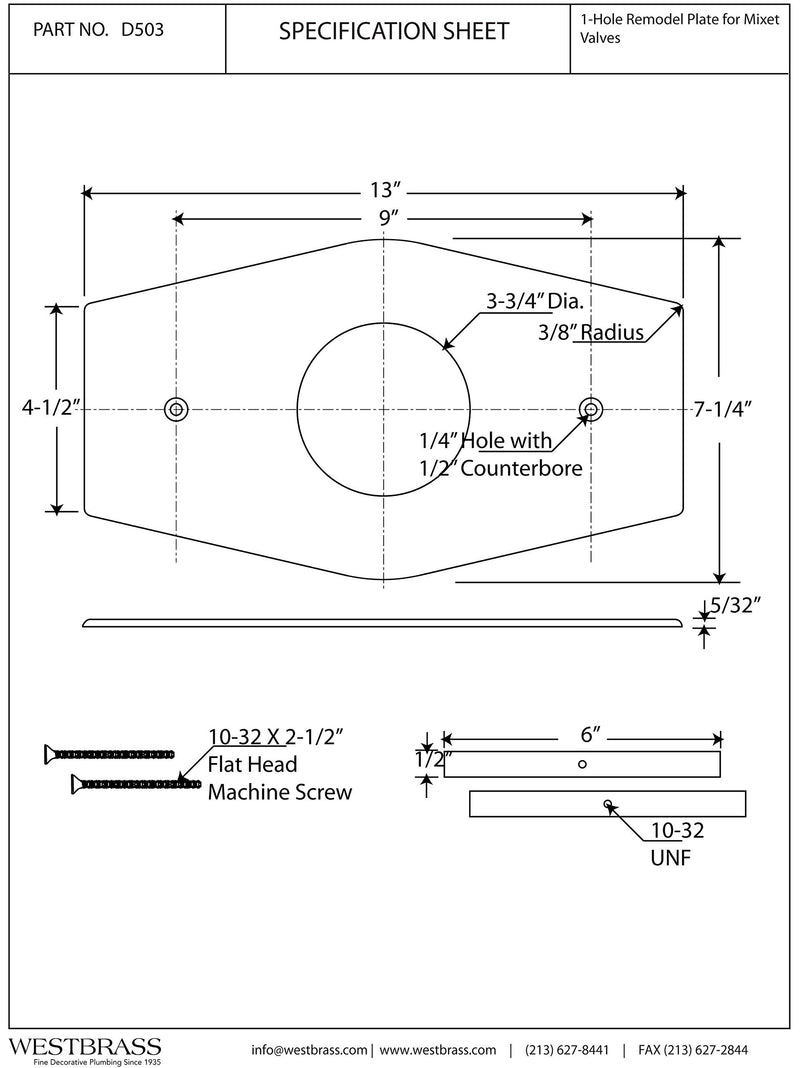 Westbrass One-Hole Remodel Plate for Mixet, Satin Nickel, D503-07