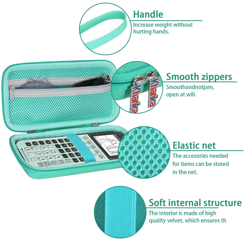 Khanka Hard Travel Case Replacement for Texas Instruments TI-83 Plus/TI-84 Plus/TI-84 Plus CE Color Graphing Calculator, Case Only (Mint) Teal