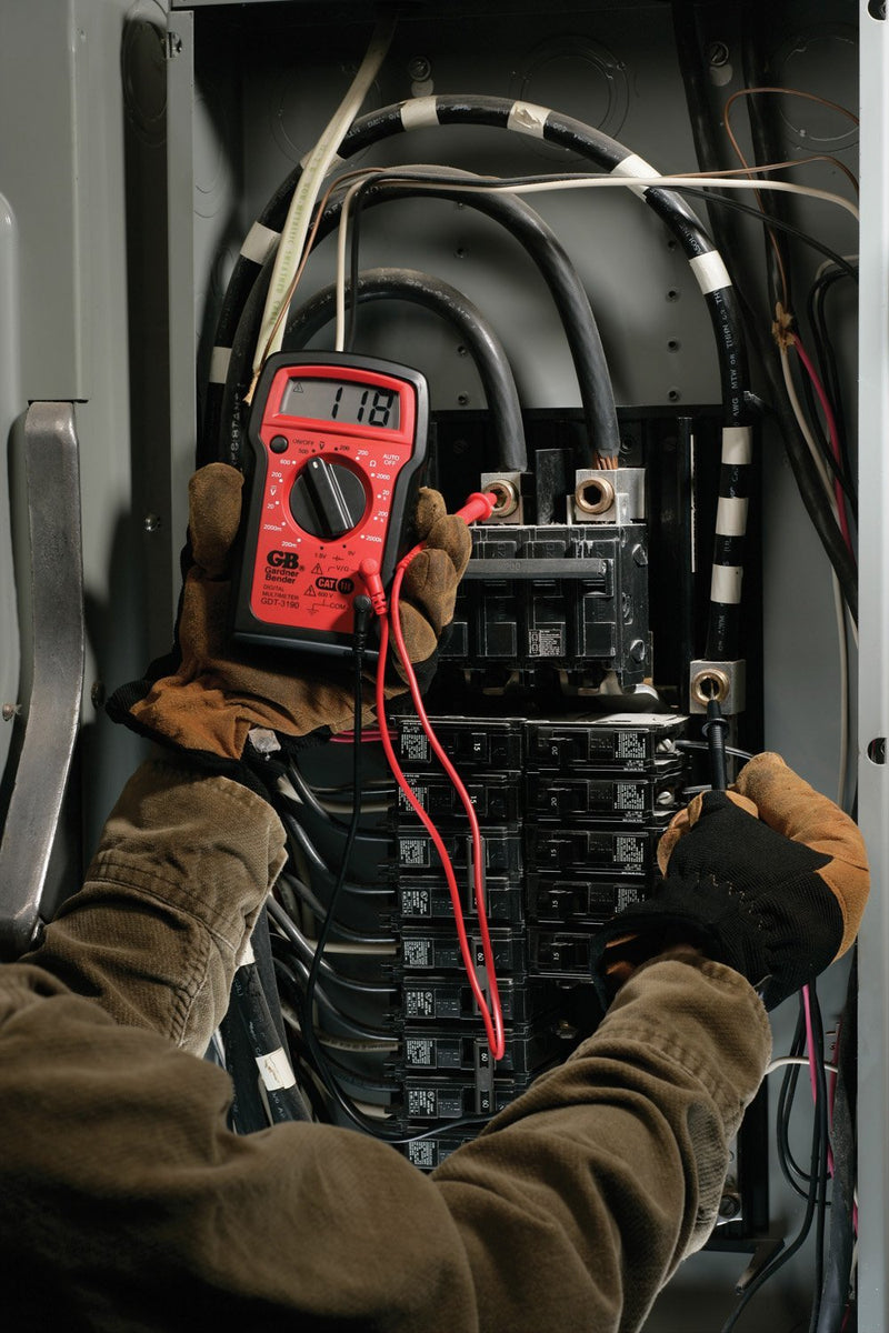 Gardner Bender GDT-3190 Digital Multimeter, 4 Function, 14 Range, Tests AC/DC Voltage, Resistance, and Battery, Manual Ranging, Auto-Off, 1/Each Red with Black Rubber Boot Manual 4 Function / 14 Range
