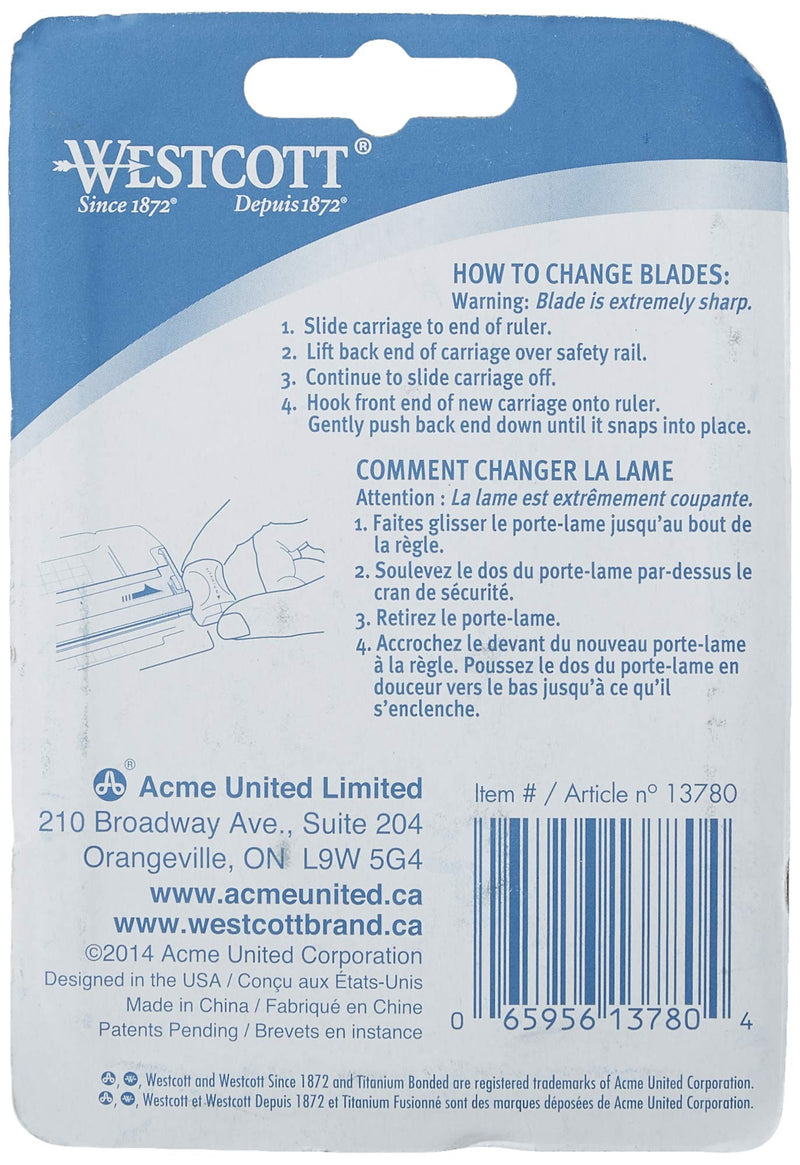 Westcott Paper Trimmer Titanium Bonded Replacement Cutting Blades for use with Trimmers 13782 and 13779, Pack of 2 (13780),Yellow 1 Pack