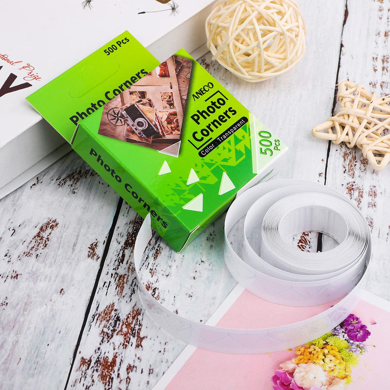 Aneco Transparent Photo Corners Clear Picture Mounting Corner Stickers for DIY Album, Scrapbook, Journal, 500 Pieces/Pack 1