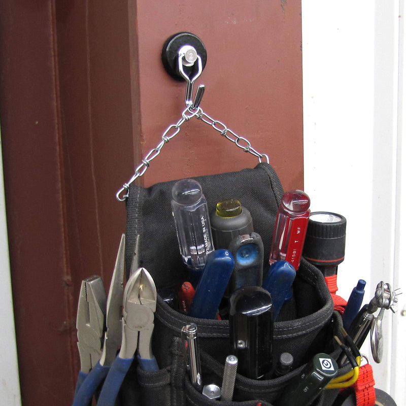 Master Magnetics 7580 Magnetic Hook Organizer Rotating Swing Hook 65 Pound Pull Force 1.47Diameter 0.54Thick Black