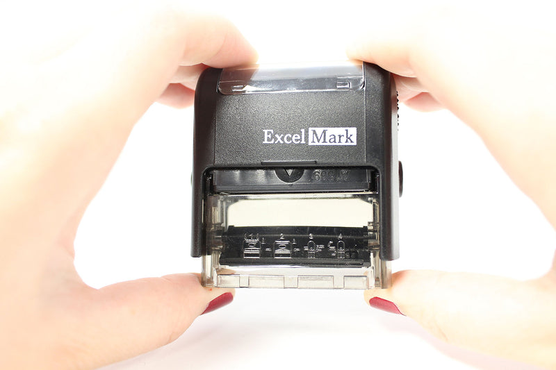 ExcelMark A-1539 Self-Inking Rubber Stamp - Received with Signature Line - Red Ink