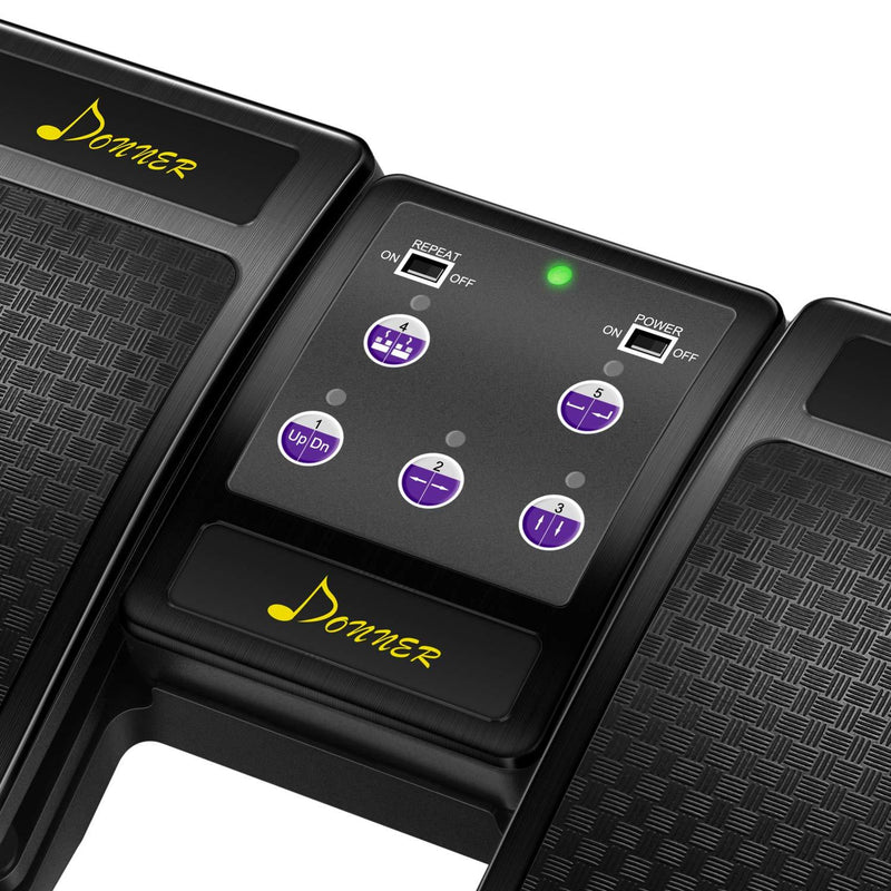Donner Wireless Page Turner Pedal for Tablets Phone Foot Pedal Rechargeable,Black Black