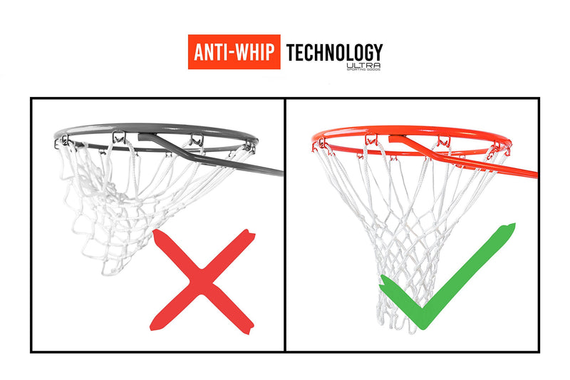Ultra Sporting Goods Heavy Duty Basketball Net Replacement - All Weather Anti Whip, Fits Standard Indoor or Outdoor Rims - White, 12 Loops