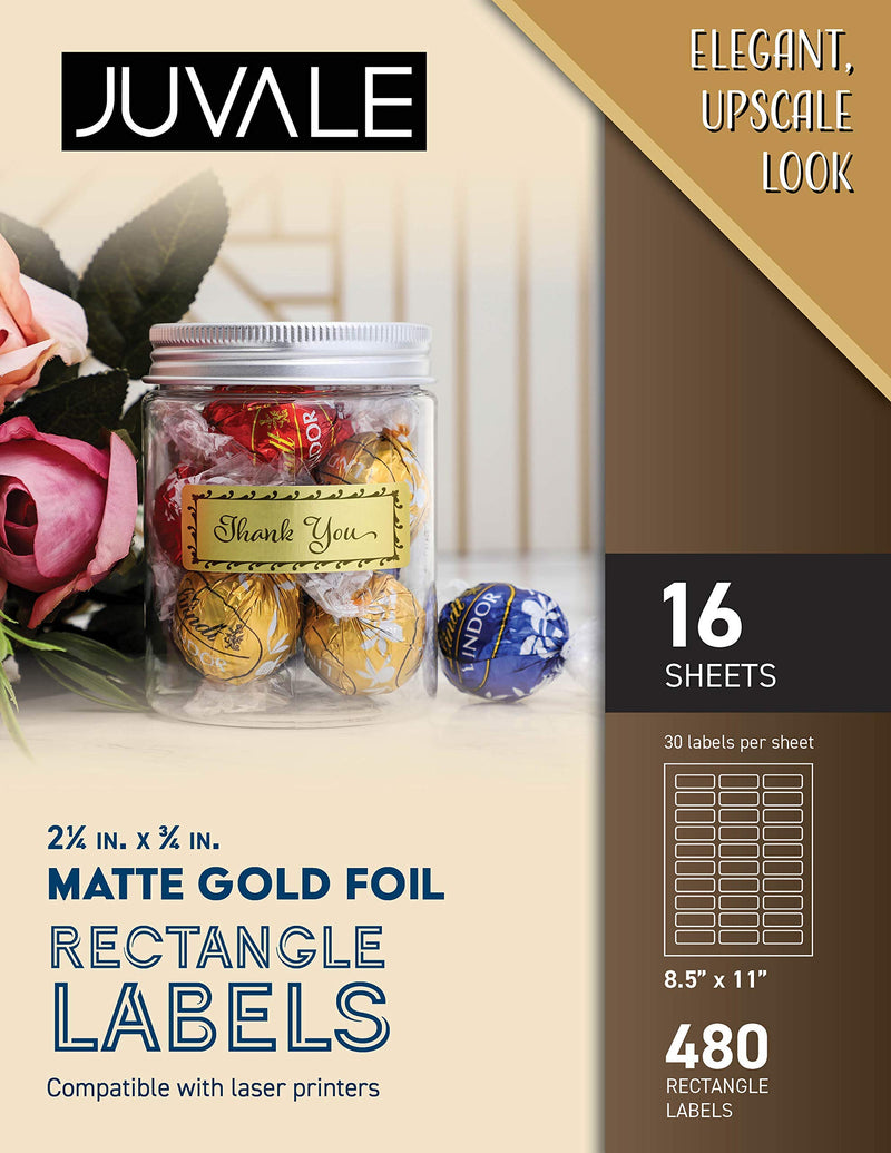 Gold Foil Label Stickers, 30 Labels Per Sheet (16 Sheets, 480 Count)