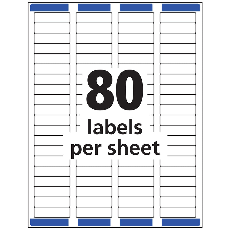 Avery Address Labels with Sure Feed for Inkjet Printers, 0.5" x 1.75", 800 Labels, Permanent Adhesive (18167), White