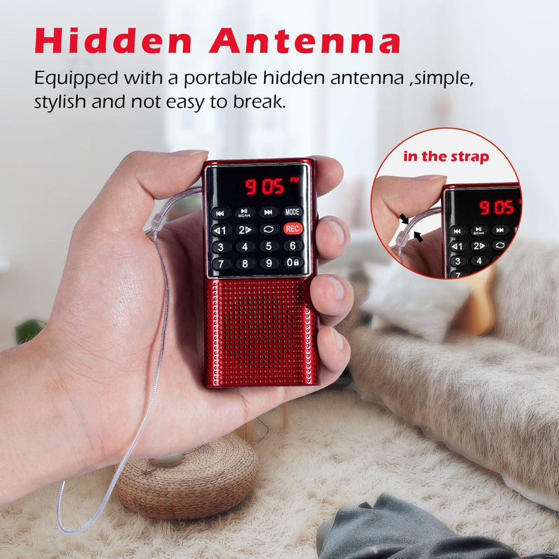 PRUNUS J-288 AM FM Bluetooth Radio, J-328 Small Portable Pocket Battery Operated Radio