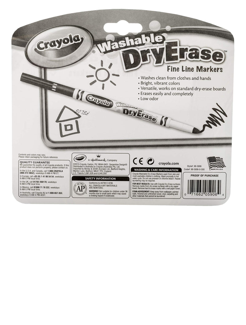 Crayola Dry Erase Markers, Fine Line, Classroom & School Supplies Assorted, 6 Pack