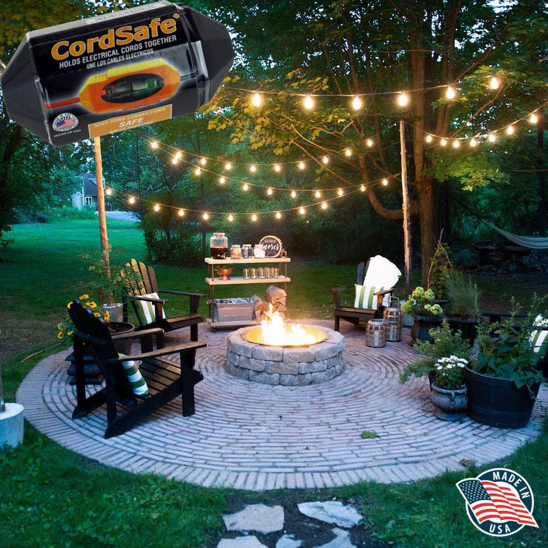 Black CordSafe Electrical Extension Cord Protective Safety Cover|Water-Resistant Indoor Outdoor | Cord Fastening Retention Management | Power Tools Fans Patio Tent String Lights Holiday Lights