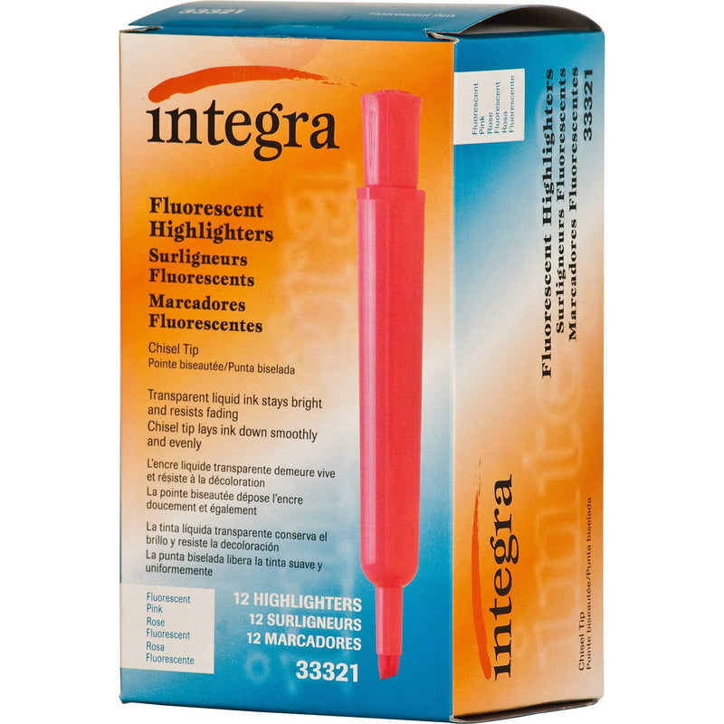 Integra Desk Highlighter, Chisel Tip, Fluorescent Pink (ITA33321)