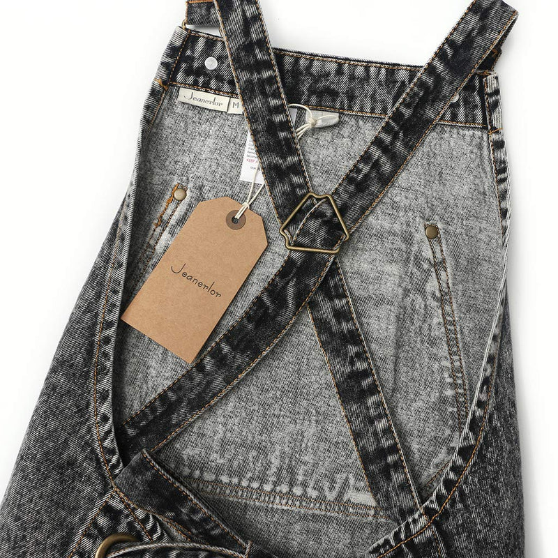 Jeanerlor - Denim Apron with Pockets for Hair Stylist Gardening Craftsmen Barista Women Hairdresser Jean Work Apron Cross Straps & Adjustable S to L ( Black ) Medium