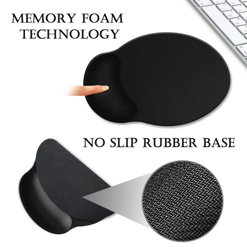 Ergonomic Mouse Pad with Wrist Support Gel Mouse Pad with Wrist Rest, Comfortable Computer Mouse Pad for Laptop, Pain Relief Mousepad with Non-Slip Rubber Base, 9 x 10 in,Black 1-Black