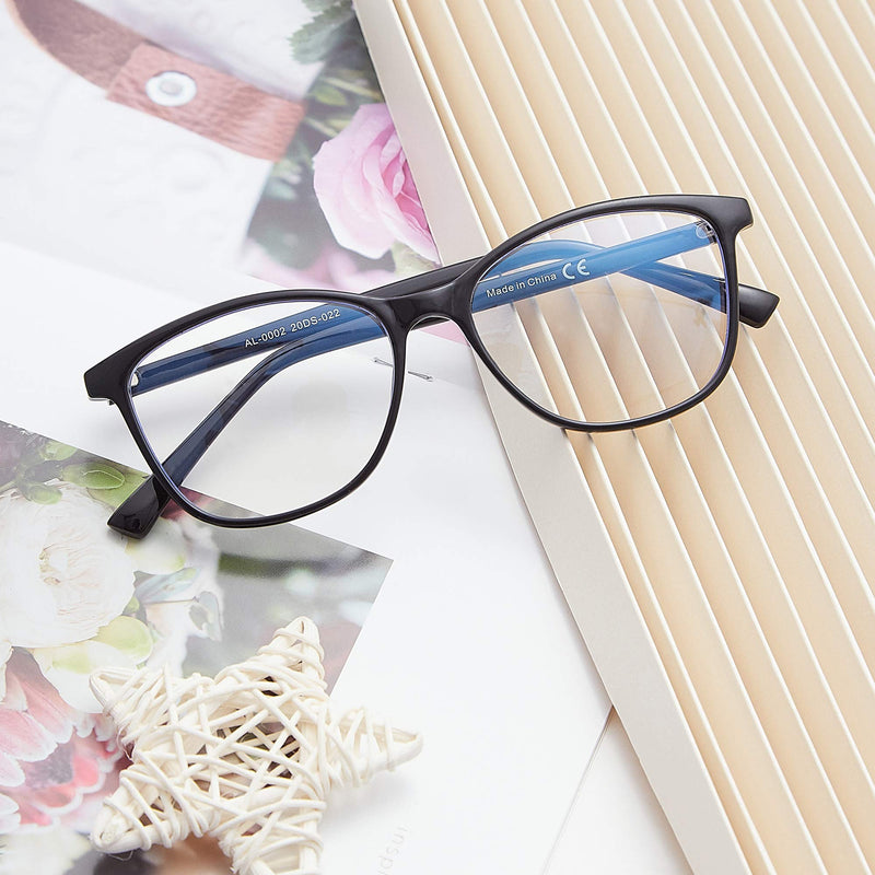 Madison Avenue Blue Light Blocking Glasses Anti Eyestrain UV Glare Blue Light Glasses for Women TV Phone Computer Gaming Eyeglasses (Black) Black