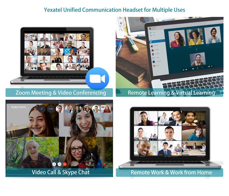 USB PC Headset for Zoom Conferencing, PC Video Call Headset with Mute Button, Teams Meeting Headset with Noise Cancelling Microphone & Volume Control, Online Teaching & Virtual Class Headset for Kids Gold Double Ear