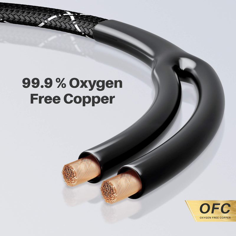 GearIT 12AWG Premium Heavy Duty Braided Speaker Wire (10 Feet) with Dual Gold Plated Banana Plug Tips - Oxygen-Free Copper (OFC) Construction, Black 10 Feet