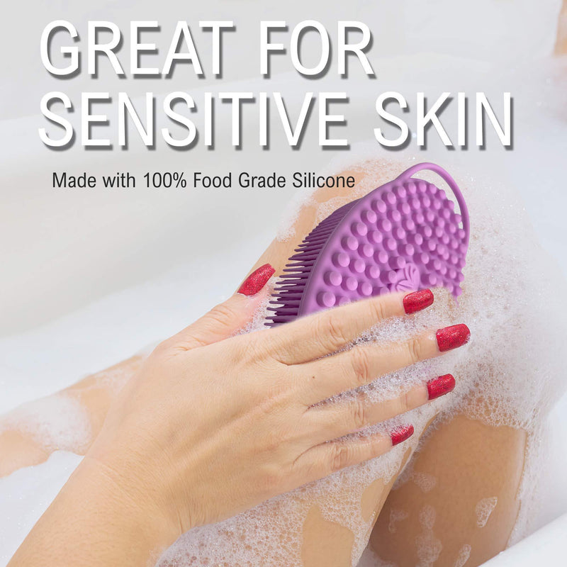 Avilana Exfoliating Silicone Body Scrubber Easy to Clean, Lathers Well, Long Lasting, And More Hygienic Than Traditional Loofah (Blue) Blue