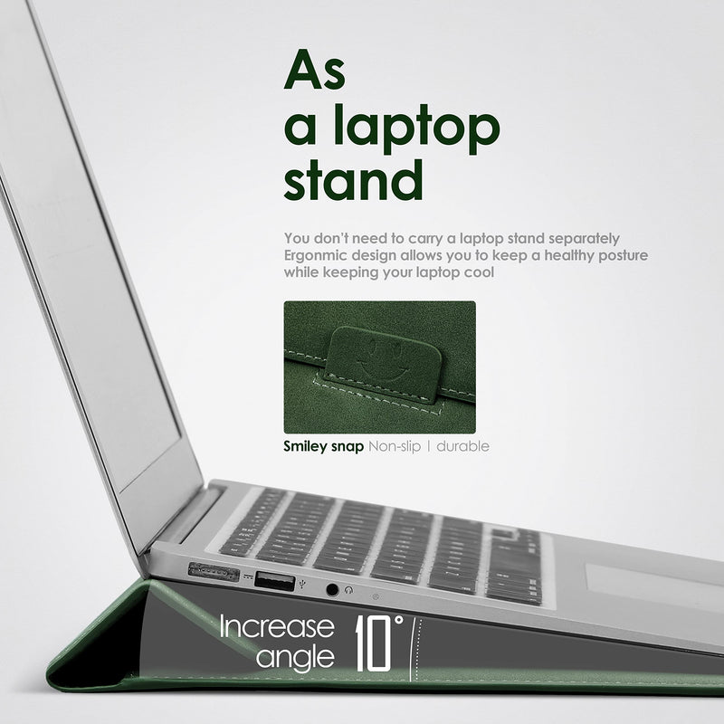 HYZUO 13 Inch Laptop Sleeve Case Cover with Stand Feature Compatible with New MacBook Air 13 2018-2021 M1/ MacBook Pro 13 2016-2021 M1/ Surface Pro X 7 6 5 4 3/ iPad Pro 12.9 M1/ XPS 13 Midnight Green