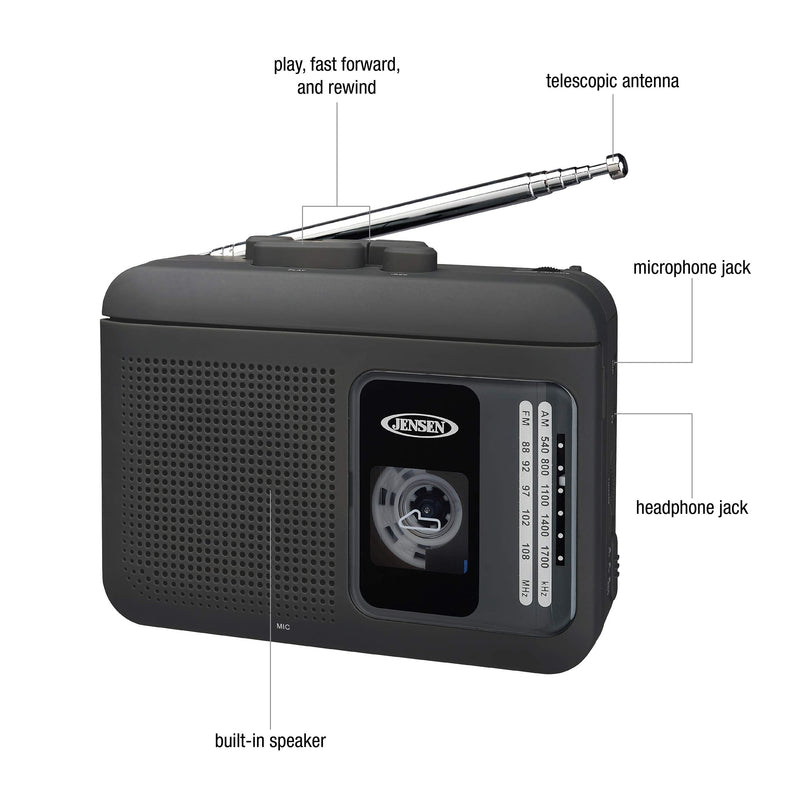 JENSEN MCR-75 Personal Cassette Player/Recorder with AM/FM Radio