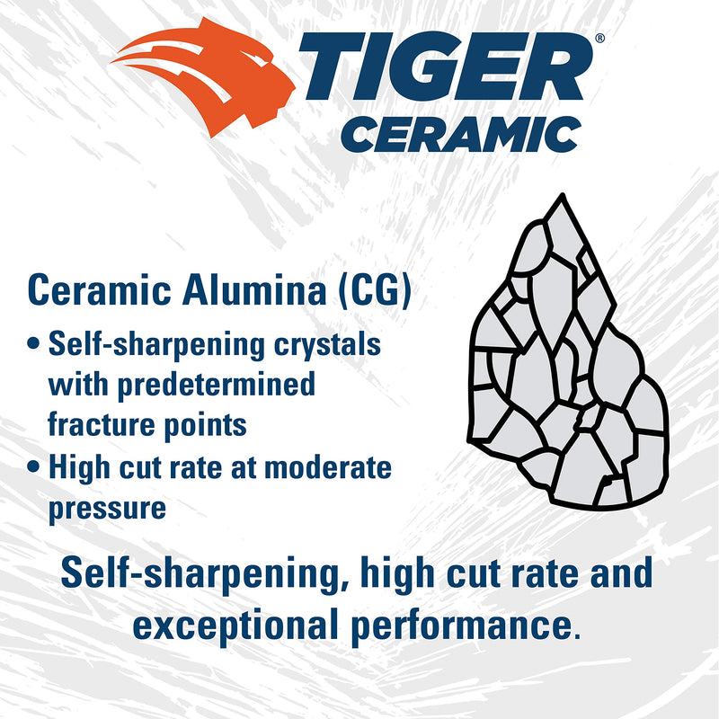 Weiler 69852 Tiger Ceramic Alumina Resin Fiber Sanding & Grinding Disc, 4-1/2" Diameter, 50 Grit, 7/8" Arbor Hole (Pack of 25)