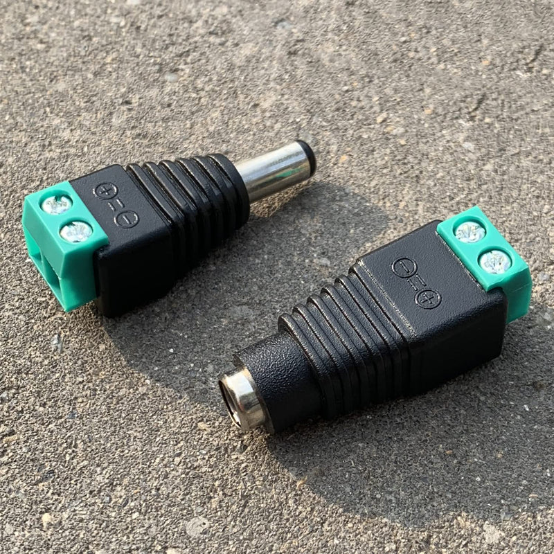 DAYKIT 10 Pairs 12V Male+Female 2.1x5.5MM DC Power Jack Plug Adapter Connector for CCTV Camera