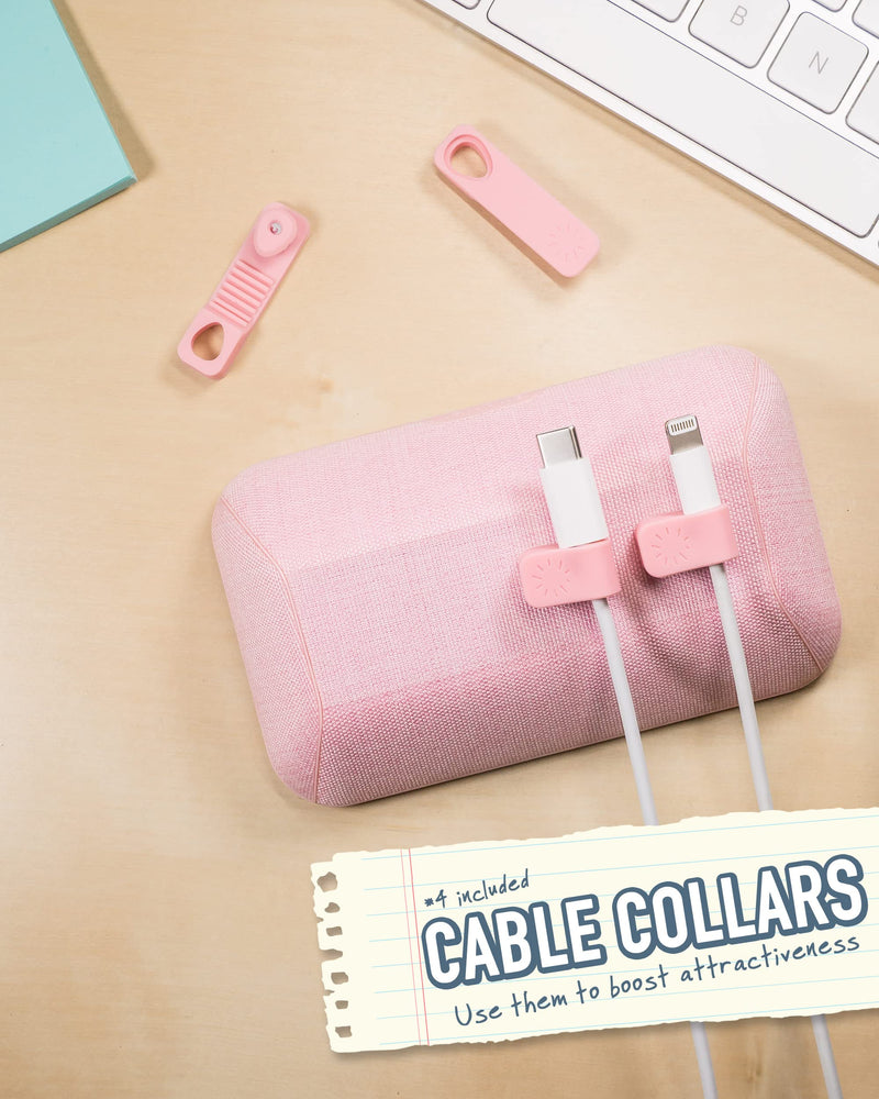Smartish Magnetic Cord Holder - Bigger Cable Wrangler Organizer with Magnet Clips for Charger Management on Desktop, Nightstand, or Side Table - Holds 6 Cables - I'm Blushing