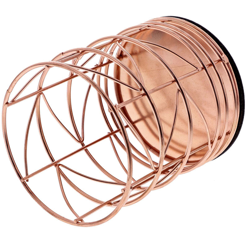 Juvale 2-Pack Rose Gold Metal Wire Makeup Brush Pencil Holders, 3.5 x 3.5 x 4 Inches