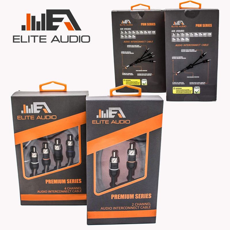 Elite Audio Premium Series 100% OFC Copper RCA Interconnects Stereo Cable, 2 Channel 12' Cord (2 x RCA Male to 2 x RCA Male Audio Cable, Double-Shielded with Noise Reduction, 12 Feet Long) 12' (ft) 2-Channel