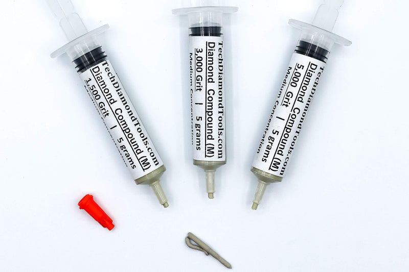 TechDiamondTools Kit of 3 Diamond Polishing Compound Polishing Paste 1500 3000 5000 Grit for Marble Glass Metal Rock Jewelry Resin Silver Gemstone with 25% of Diamond Powder USA Made 5000 3000 1500 grit