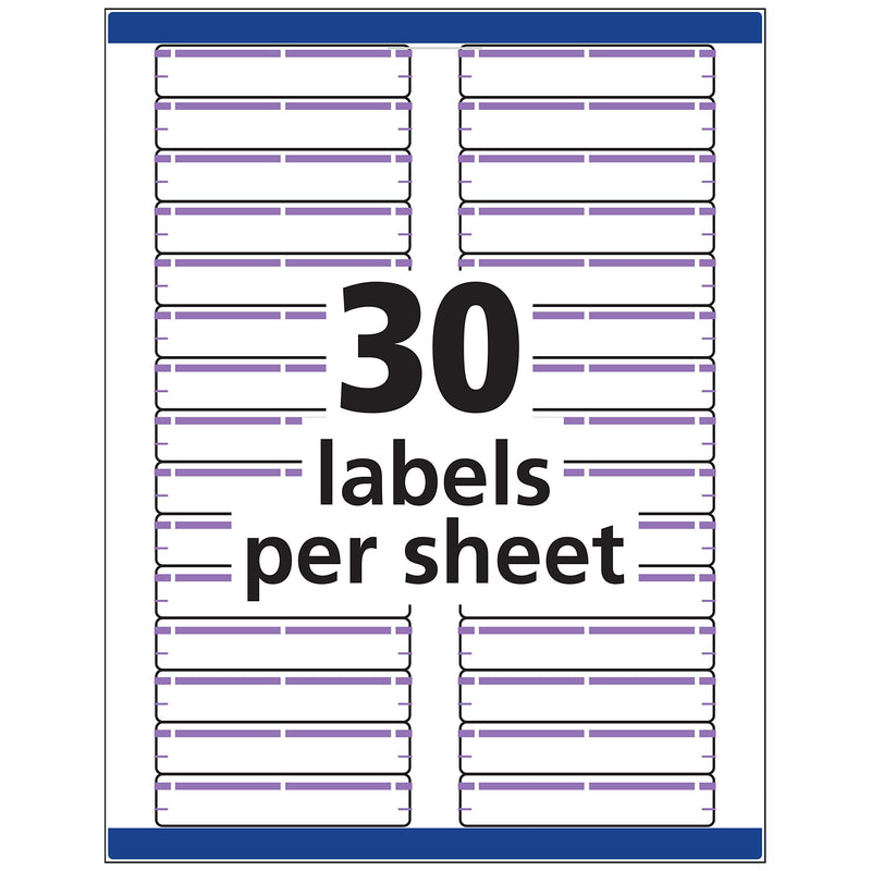 Avery TrueBlock File Folder Labels, 2/3” x 3-7/16”, 750 Printable Labels, White/Purple, Permanent (5666)