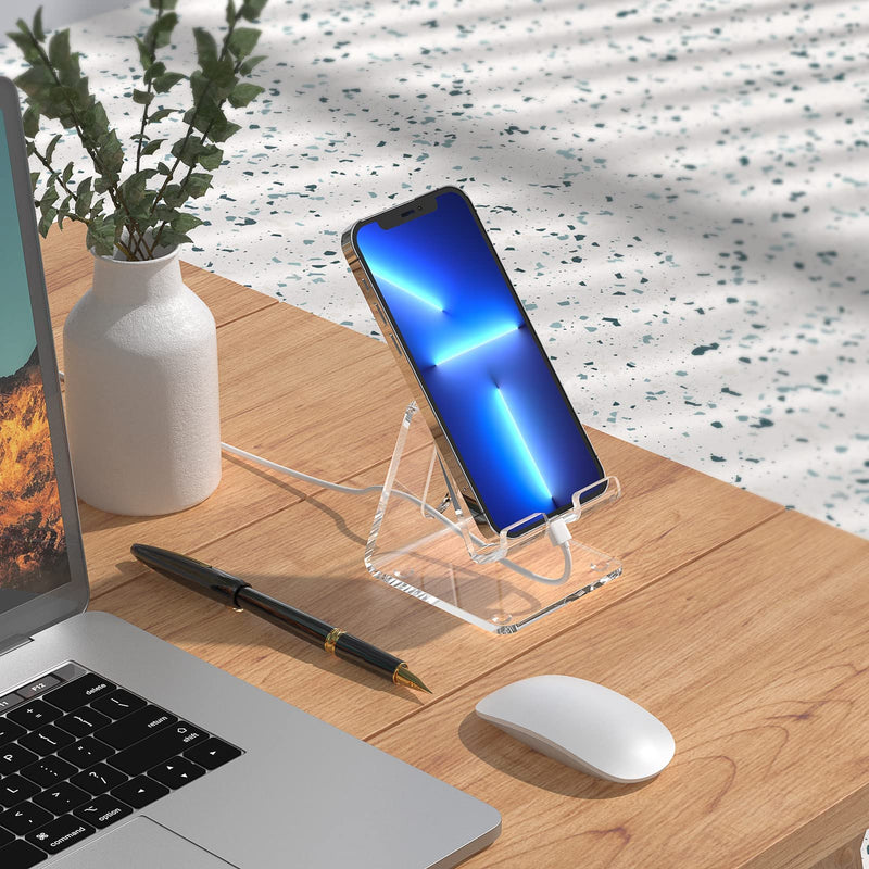 Acrylic Cell Phone Stand, KTRIO Phone Stand for Desk, Phone Holder, Dock, Cradle Compatible with iPhone 13 Pro Max 11 12 XR 7 8 Plus, Samsung Galaxy, Smartphone, Desk Accessories, Clear Acrylic Clear - Smartphone Stand