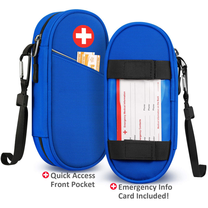 SITHON EpiPen Medical Carrying Case Insulated, Travel Medication Organizer Bag Emergency Medical Pouch Holds 2 EpiPens, Asthma Inhaler, Anti-Histamine, Auvi-Q, Allergy Medicine Essentials, Blue