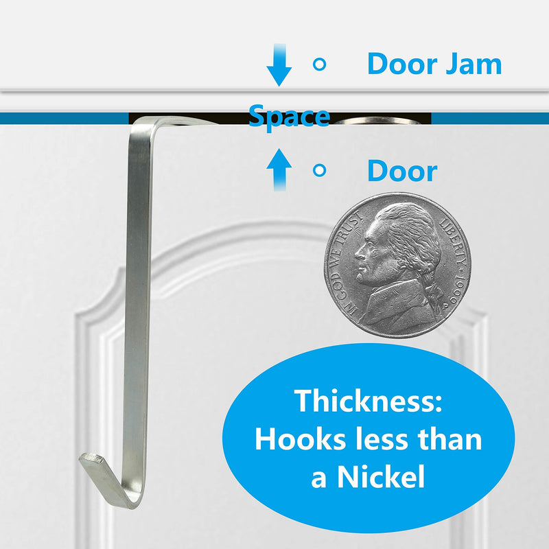 10 Pack Over The Door Metal Hook Hanger to Fit Interior Doors with Thickness from 1.3" to 1.65"