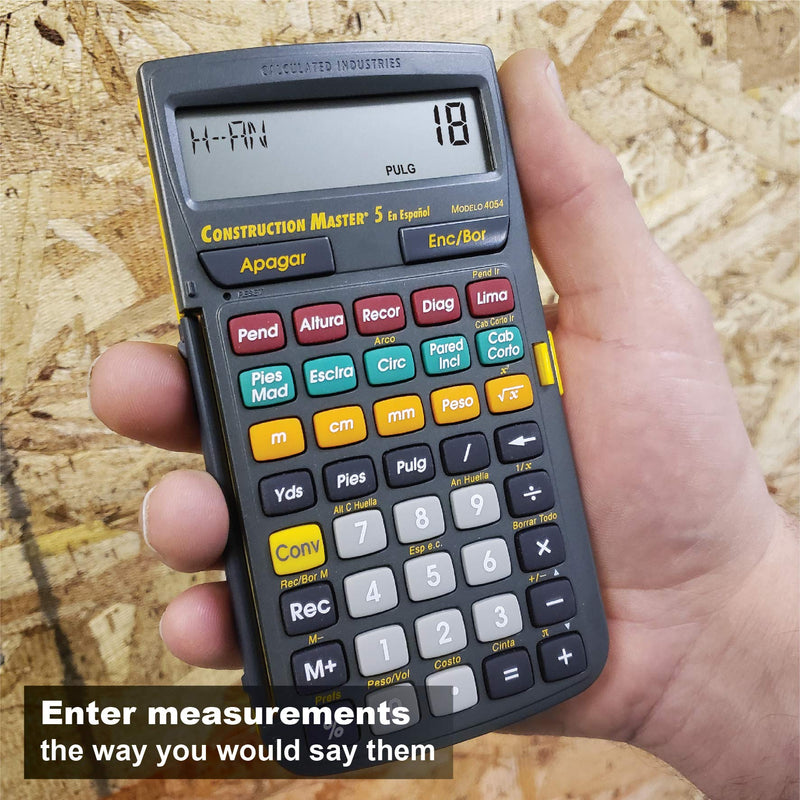 Calculated Industries 4054 Construction Master 5 en Espanol Construction Feet-Inch-Fraction Calculator for Carpenters [Calculadora de construcciÃ³n con pies, pulgadas y fracciones para carpinteros] CM5 en Espanol