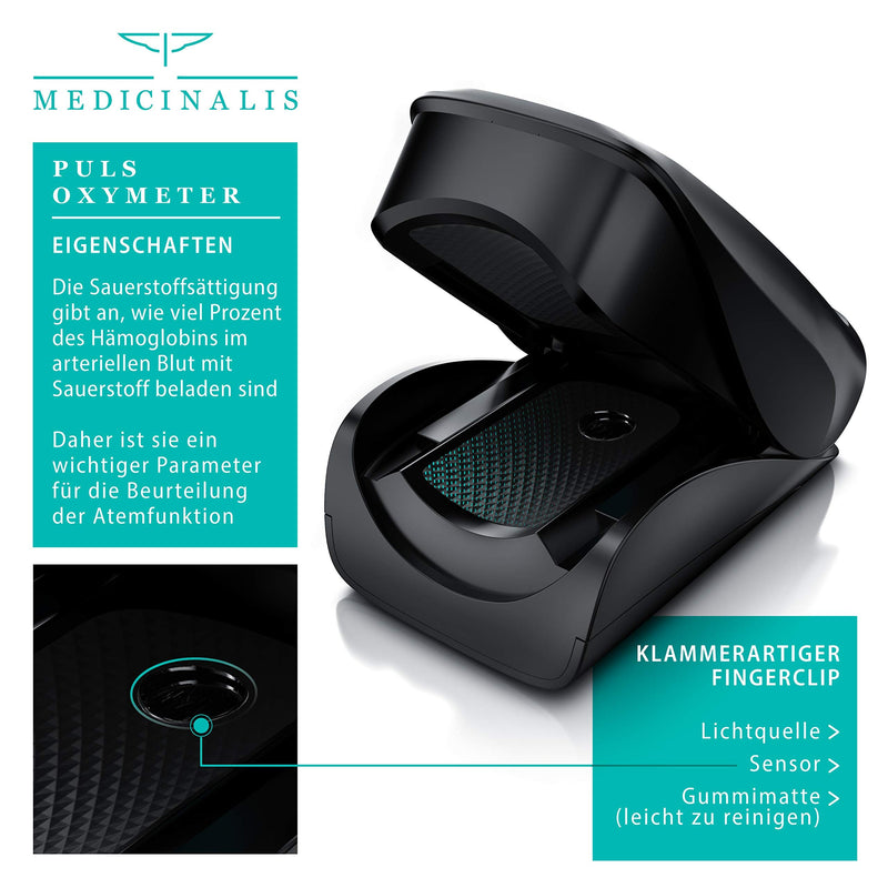 CSL-Computer Medicinalis - finger pulse oximeter, pulse oximeter, measurement of oxygen saturation (SPO₂), heart rate (pulse) and perfusion index (PI), painless application C: Black