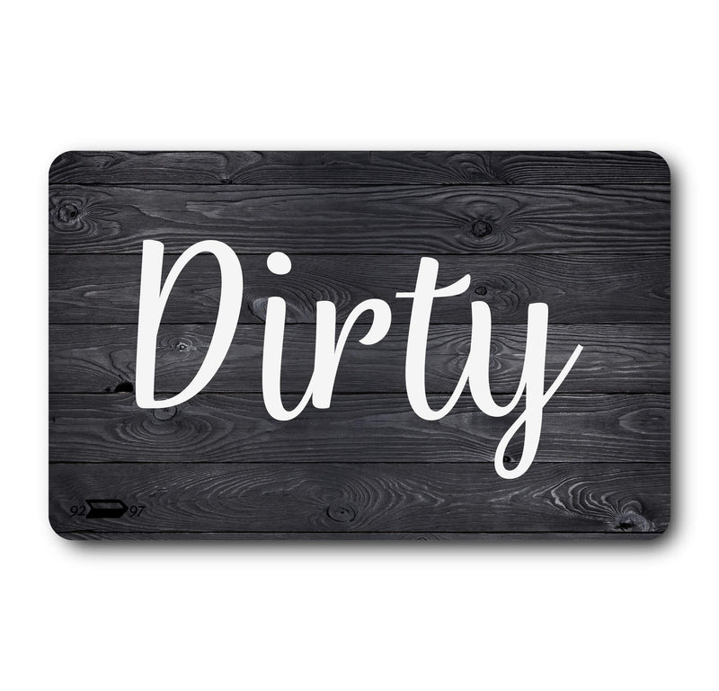 Black and White Wood Clean Dirty Dishwasher Magnet, Reversible Dish Washer Sign, Double Sided Strong Kitchen Flip Indicator, Bonus Universal Magnetic Plate, Neutral Rustic White and Black Magnet Black & White
