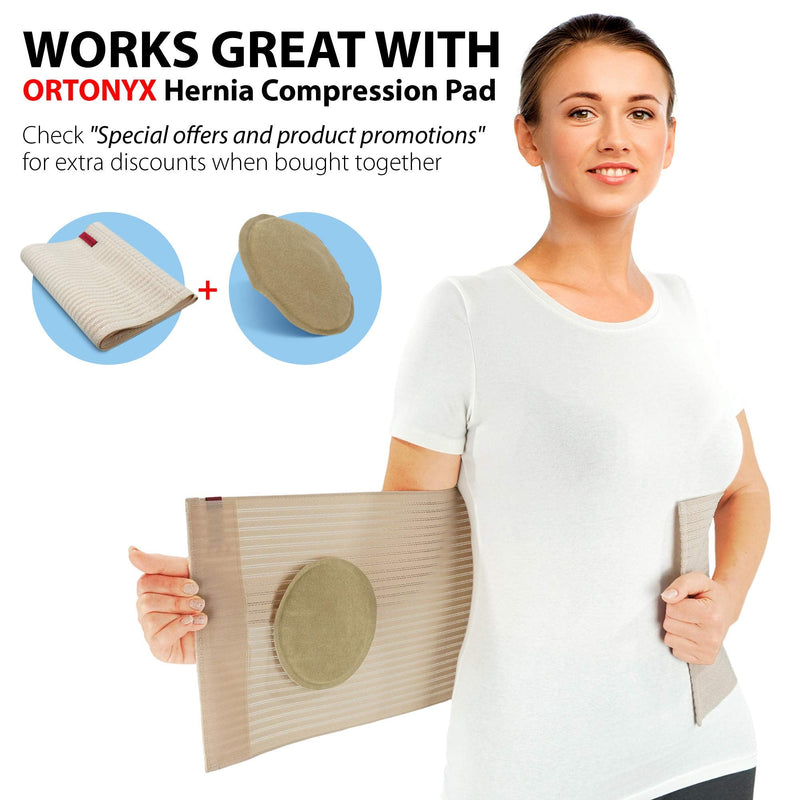 ORTONYX 10.25" Abdominal Binder for Men and Women / Postpartum Post-operative Post-surgery Wrap / Abdomen Navel Umbilical Hernia Support Belt / 524010 Beige S/M S/M (22"-35")