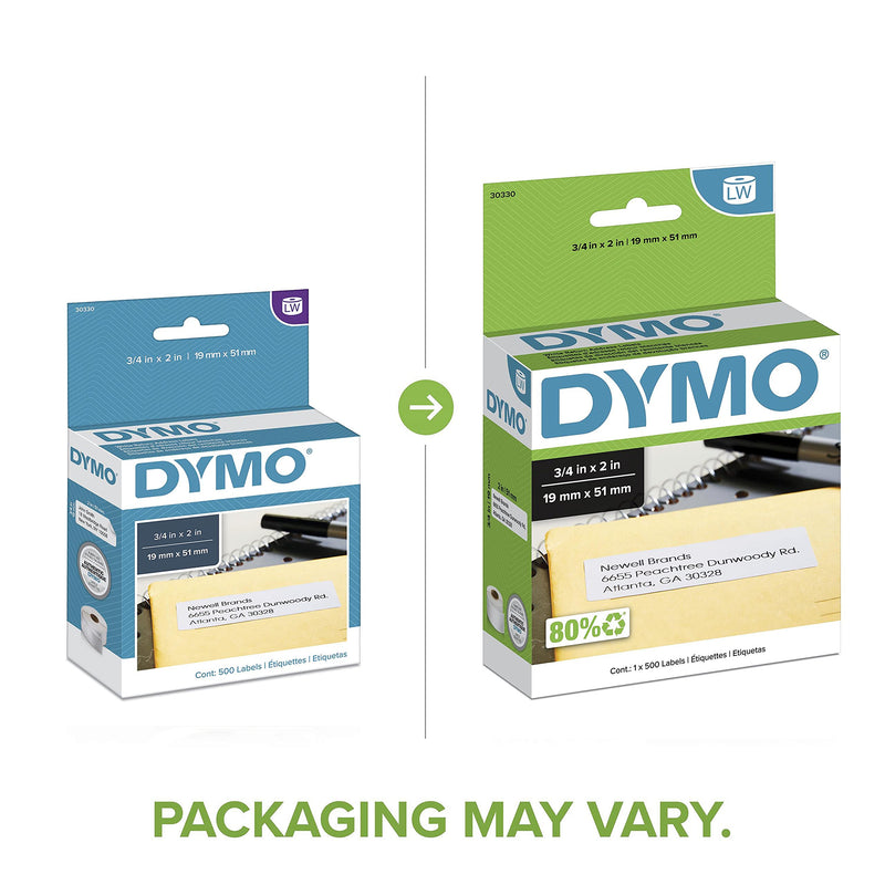 DYMO Authentic LW Return Address Labels for LabelWriter Label Printers, White, 3/4'' x 2'', 1 roll of 500