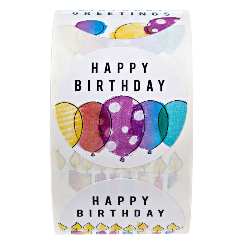 Modern, Vibrant Watercolor Style Birthday Stickers/Six Designs - 500 1.5" Labels