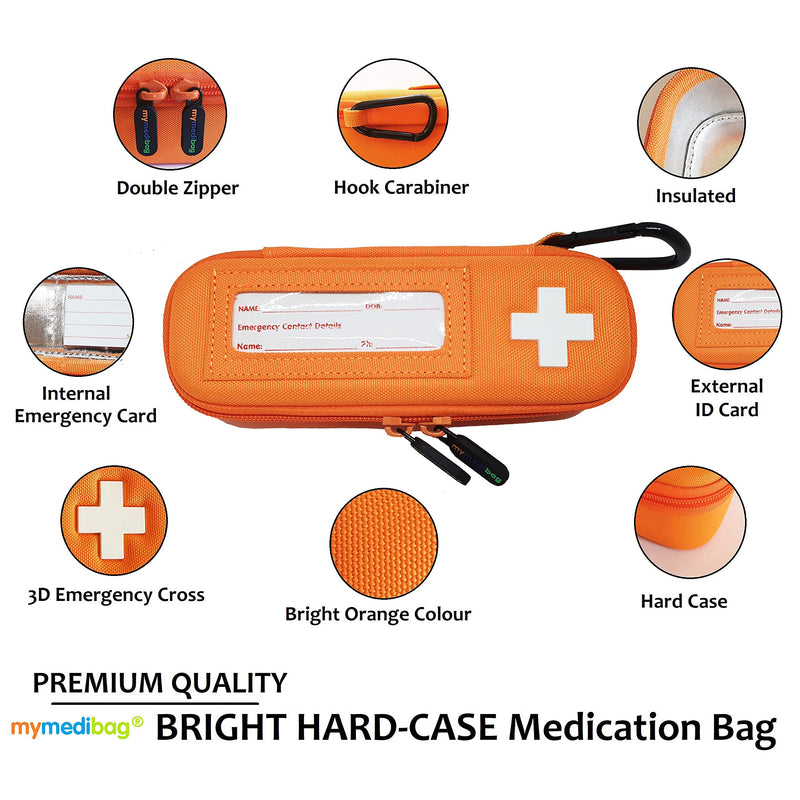 MyMediBag Hardcase Insulated - Single EPIPEN - Medication Bag for Allergy and Asthma - Highly Visible and Noticeable in The case of an Emergency