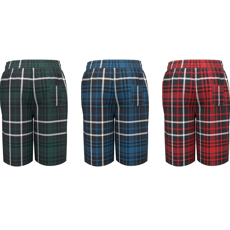 Andrew Scott Men's Soft Poplin Woven Pajama & Sleep Jam Cargo Short Lounge Pants | Multi Packs Small 3 Pack - Plaids-winter Red / Blue / Forrest